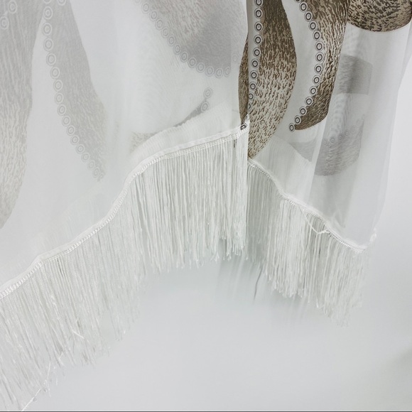 Cruise Club Floral Fringe pullover V-neck Coverup - Picture 5 of 15